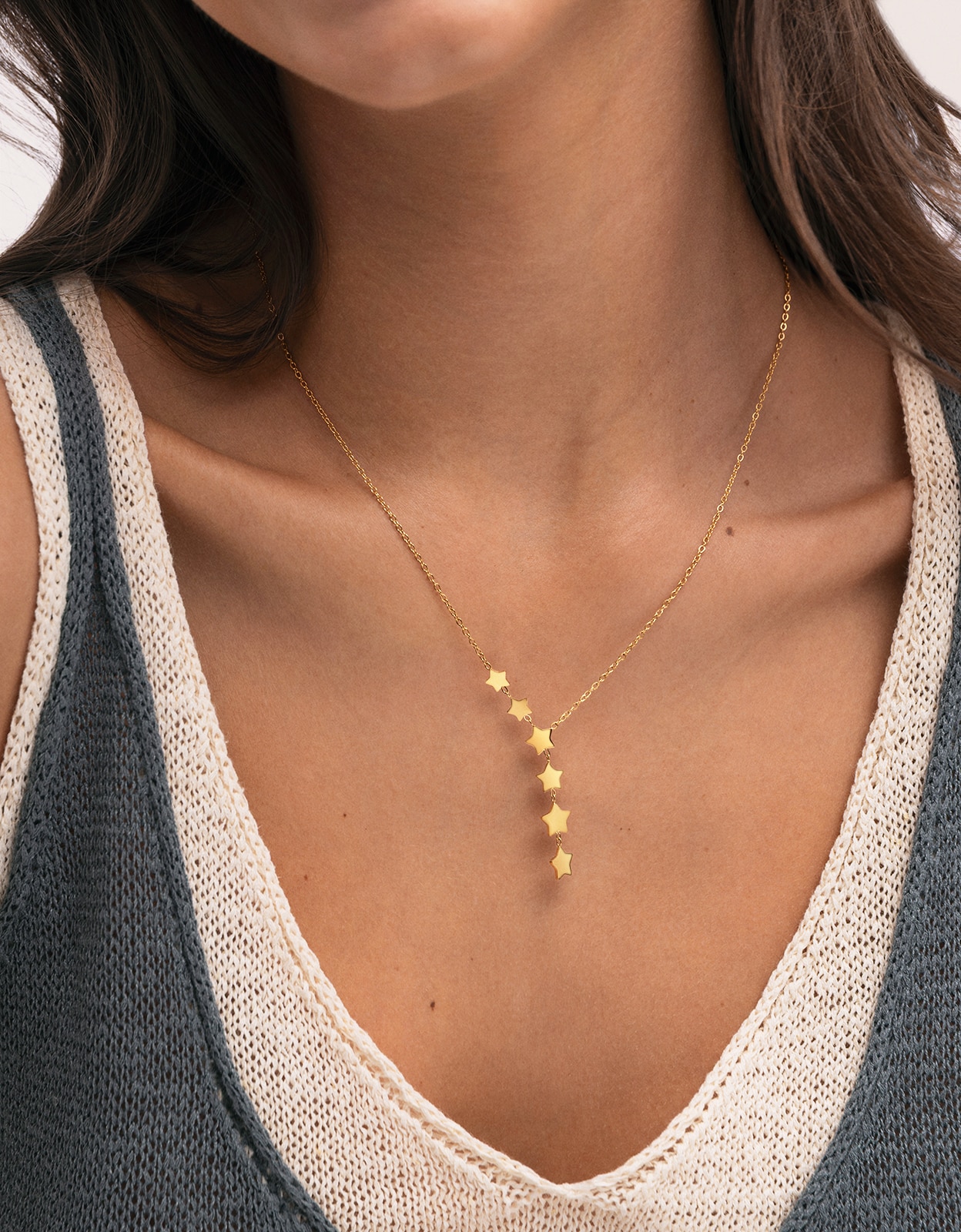 Collar estela y de acero bañado en oro - Singularu - Dorado Dorado-2