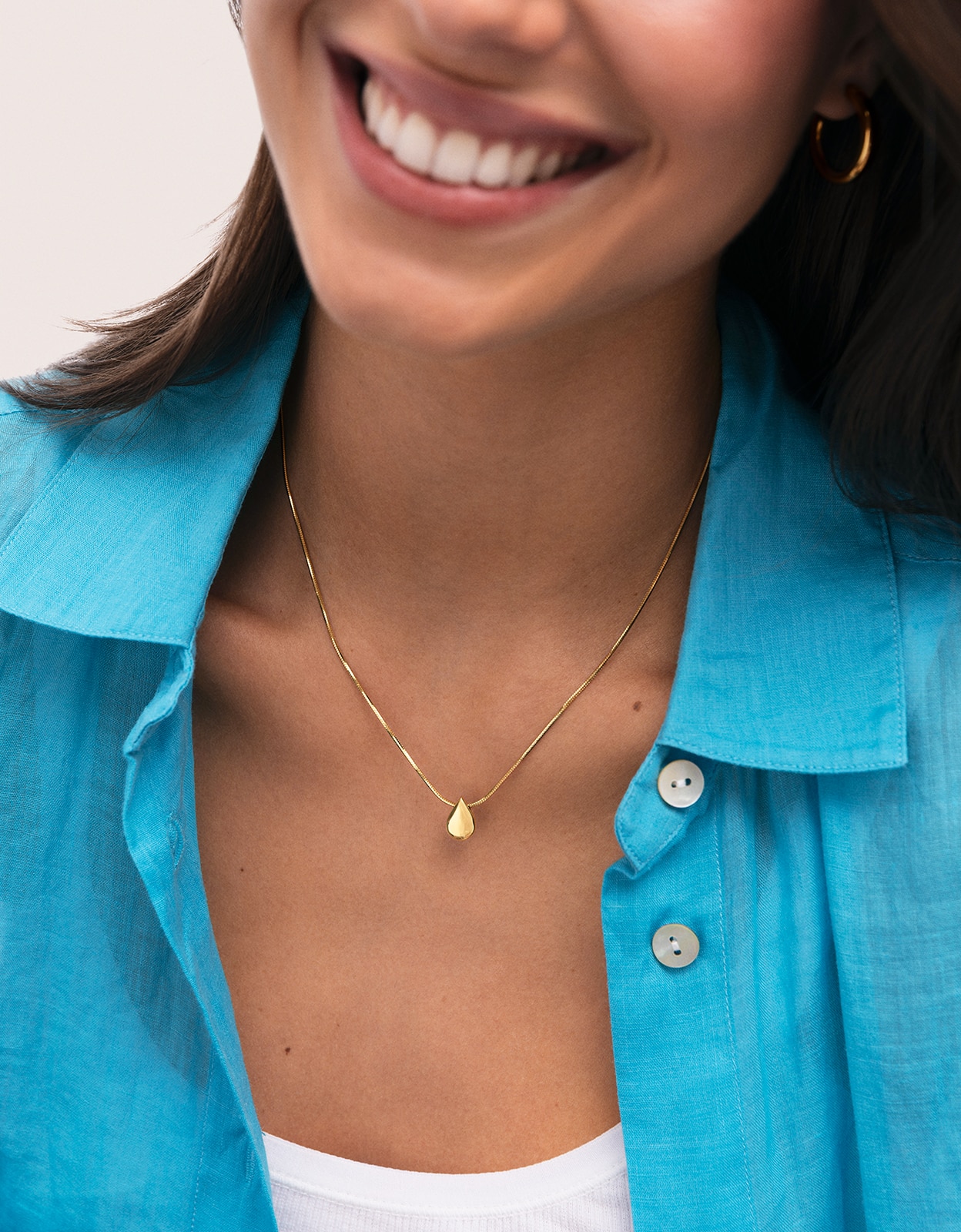 Collar gota drop de acero bañado en oro - Singularu - Dorado Dorado-2
