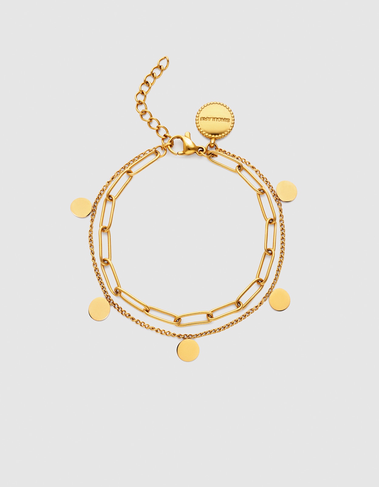 Imagen 1 de Pulsera con eslabones sienna de acero bañado en oro Dorado