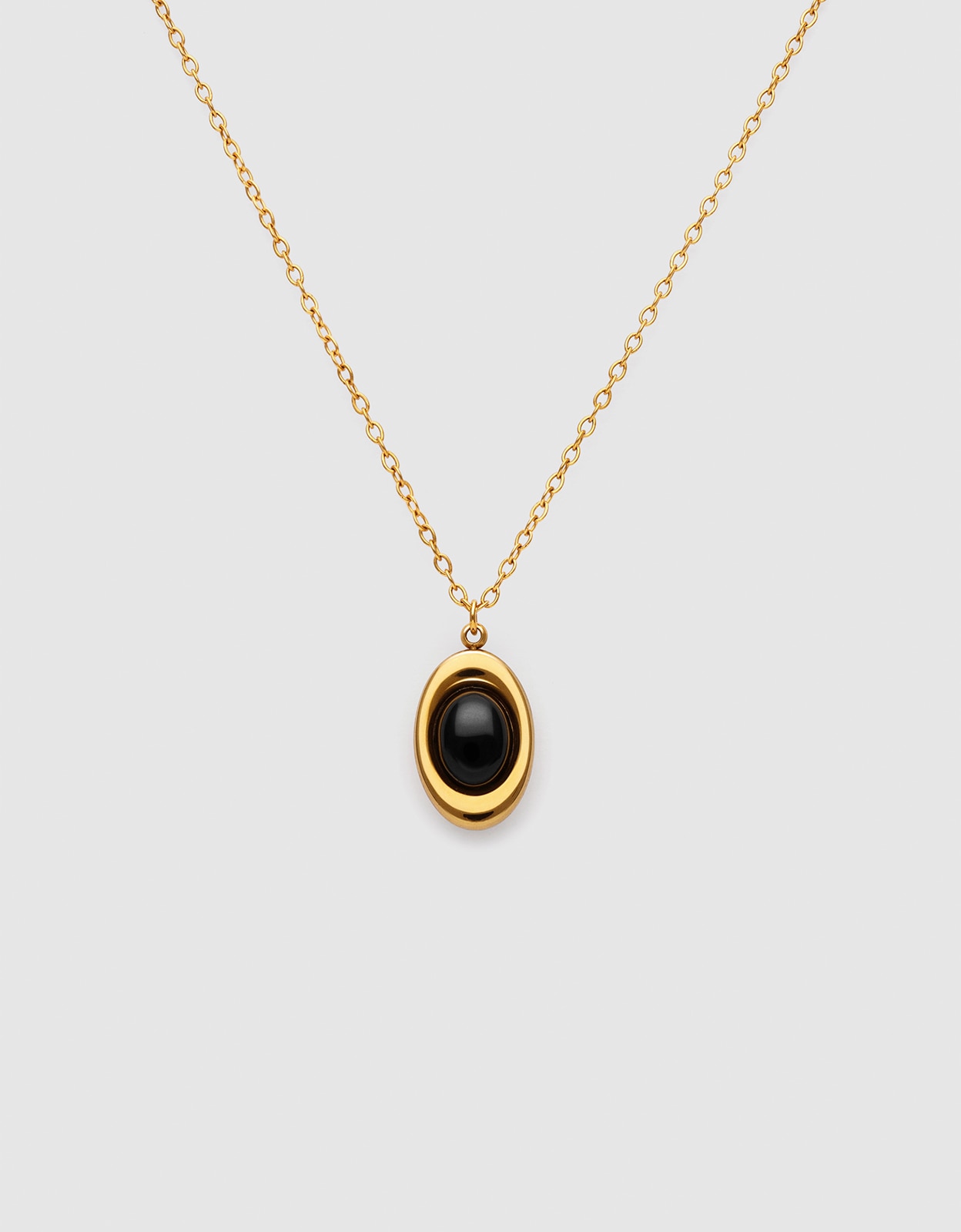 Imagen 1 de Collar ágata stone de acero bañado en oro Negro