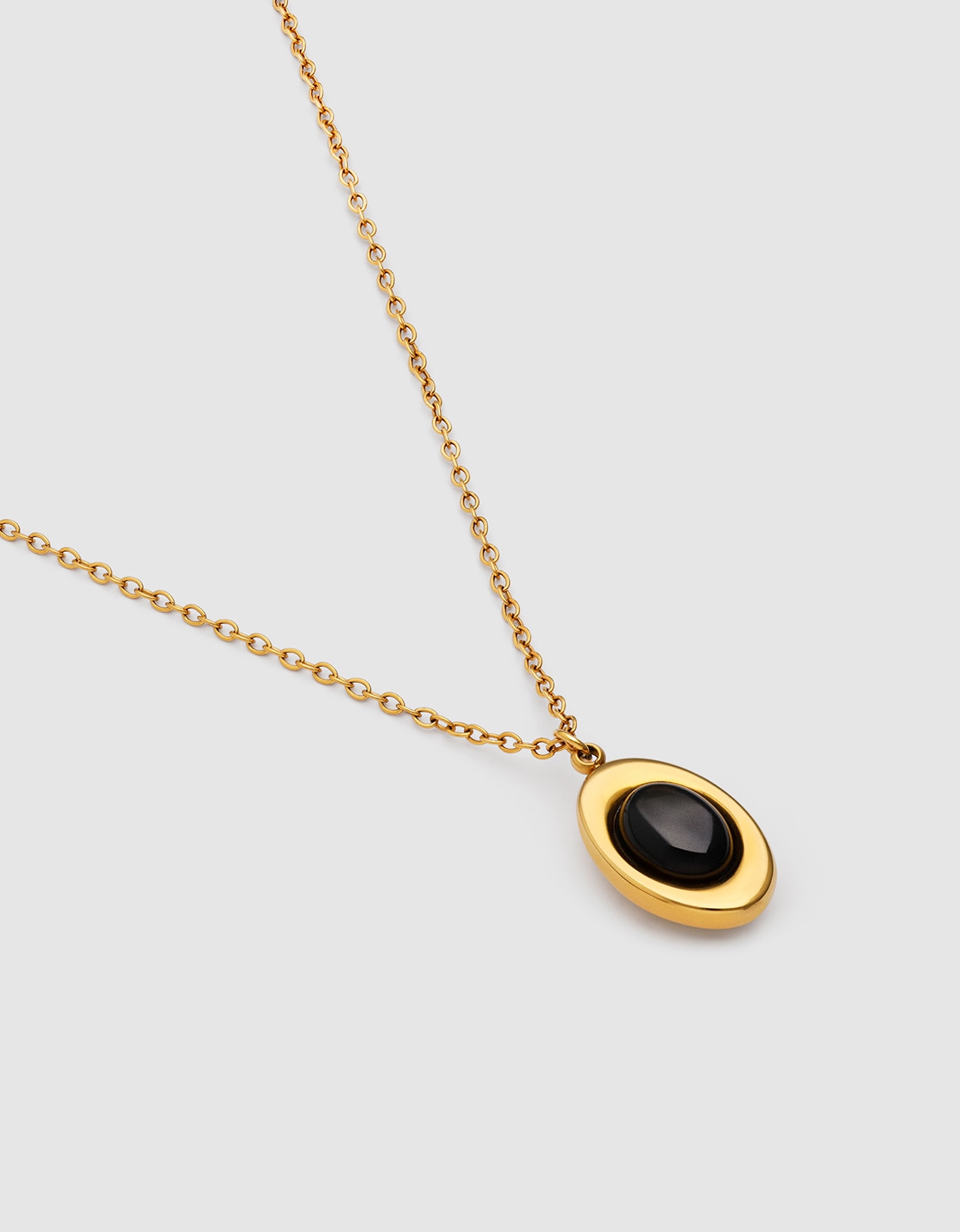 Imagen 3 de Collar ágata stone de acero bañado en oro - Singularu - Negro Negro