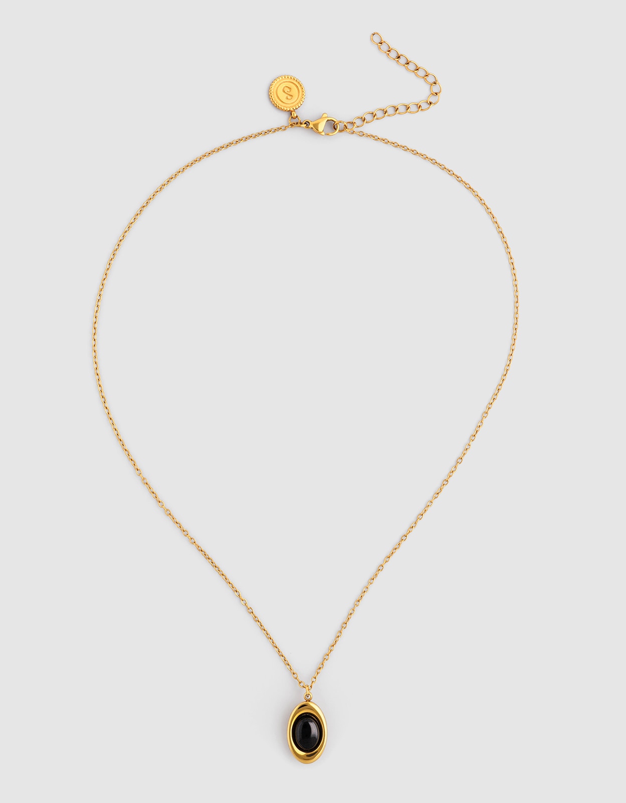 Imagen 4 de Collar ágata stone de acero bañado en oro - Singularu - Negro Negro