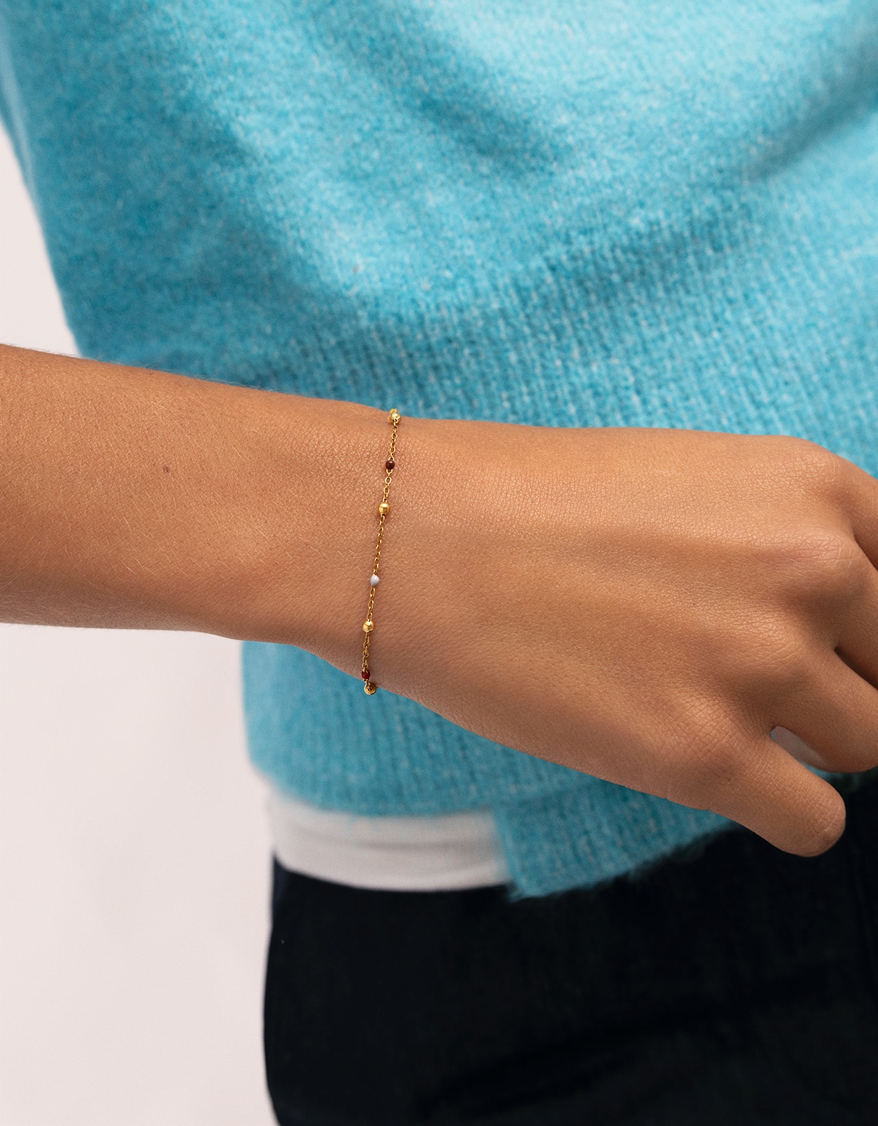 Imagen 2 de Pulsera de cadena calypso enamel dots de acero bañado en oro - Singularu - Multicolor Multicolor