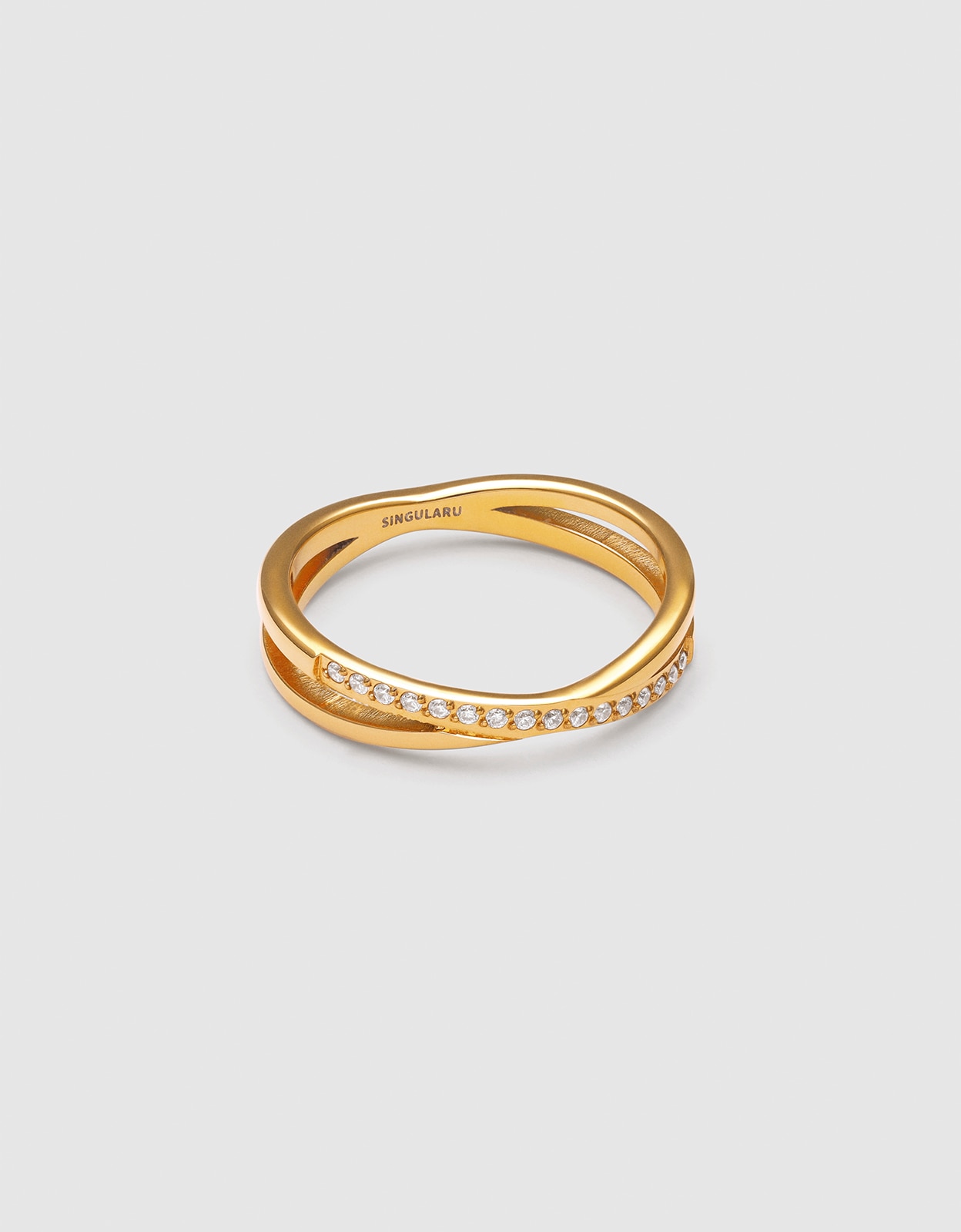Imagen 1 de Anillo doble teresa sparks de acero bañado en oro Dorado