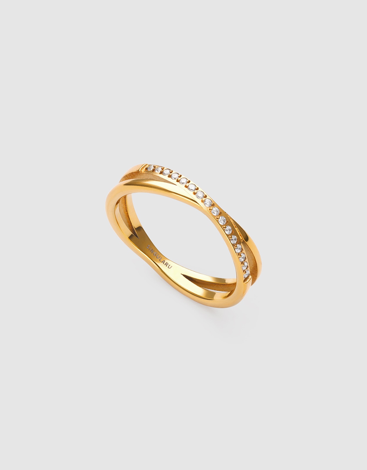 Imagen 3 de Anillo doble teresa sparks de acero bañado en oro - Singularu - Dorado Dorado