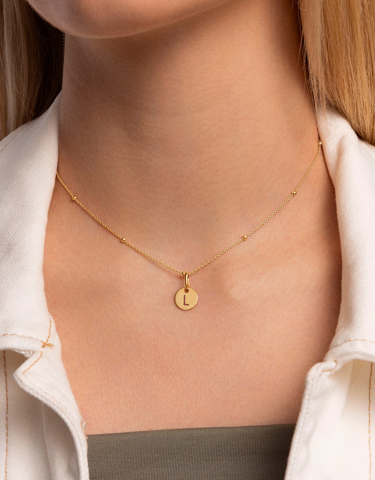 Collar personalizado mini medallion de plata bañada en oro - Singularu - l - Dorado Dorado-2