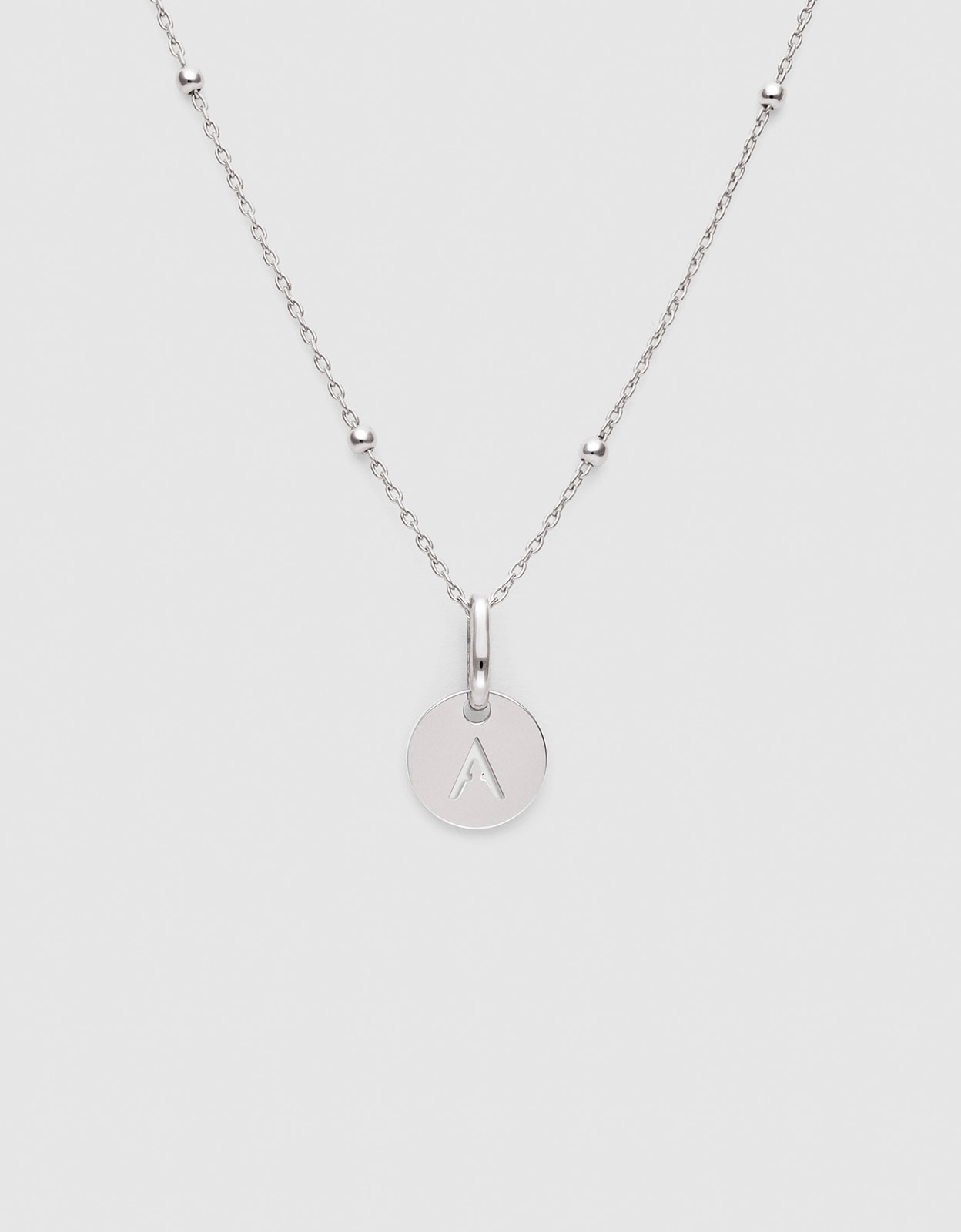 Collar personalizado mini medallion de plata bañada en rodio - Singularu - a - Plateado Plateado-1
