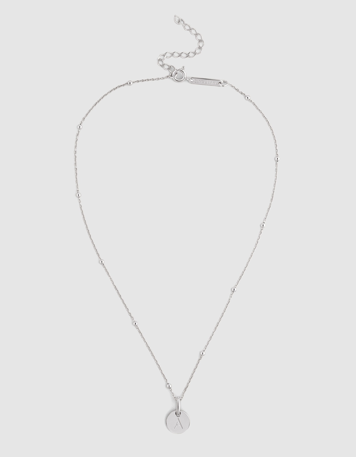 Collar personalizado mini medallion de plata bañada en rodio - Singularu - a - Plateado Plateado-4