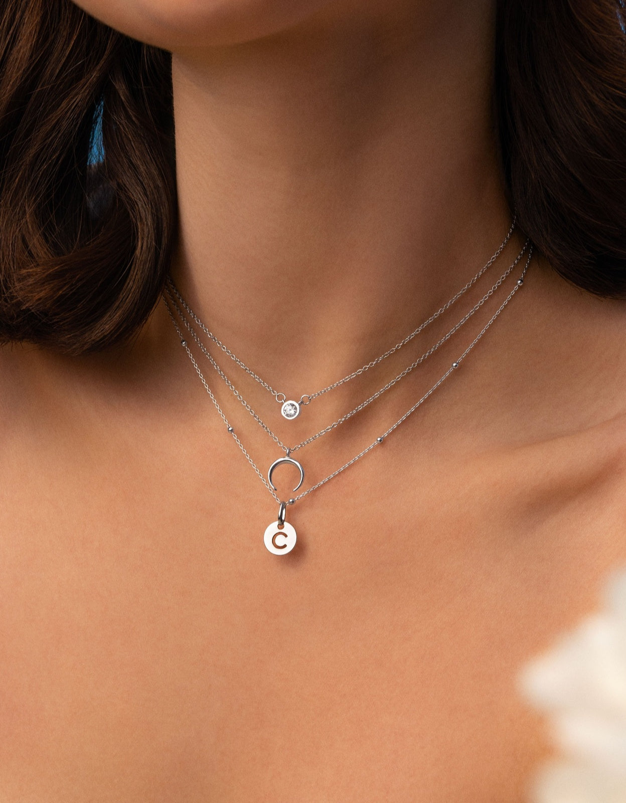 Collar personalizado mini medallion de plata bañada en rodio - Singularu - k - Plateado Plateado-5