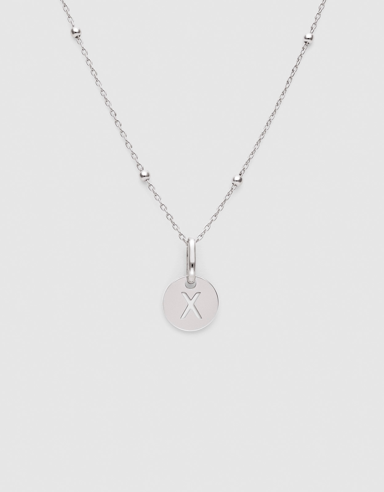 Collar personalizado mini medallion de plata bañada en rodio - Singularu - x - Plateado Plateado-1