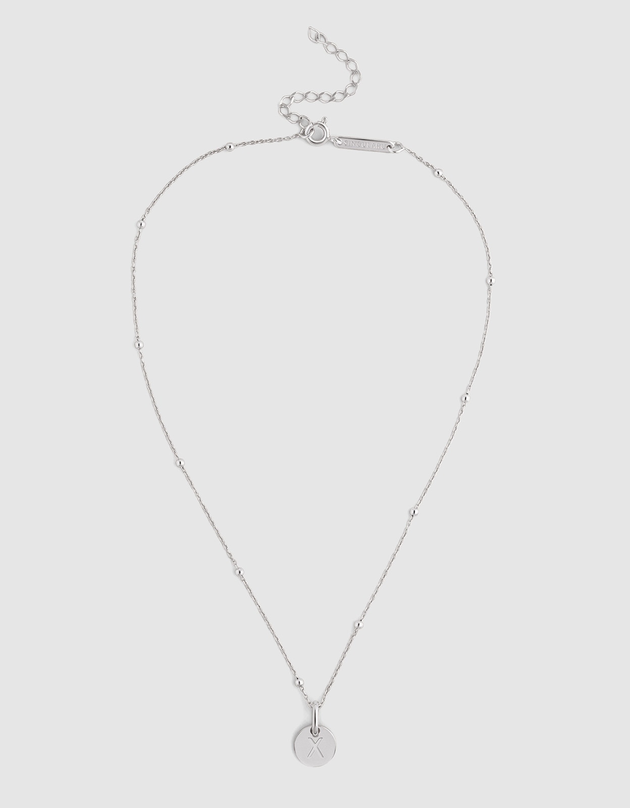 Collar personalizado mini medallion de plata bañada en rodio - Singularu - x - Plateado Plateado-4