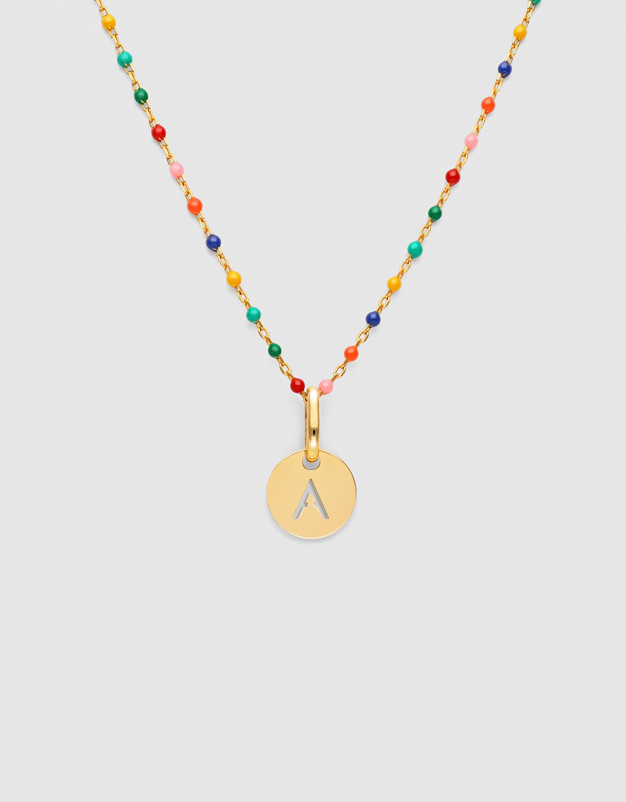 Collar personalizado colors enamel letter de plata bañada en oro - Singularu - a - Multicolor Multicolor-1