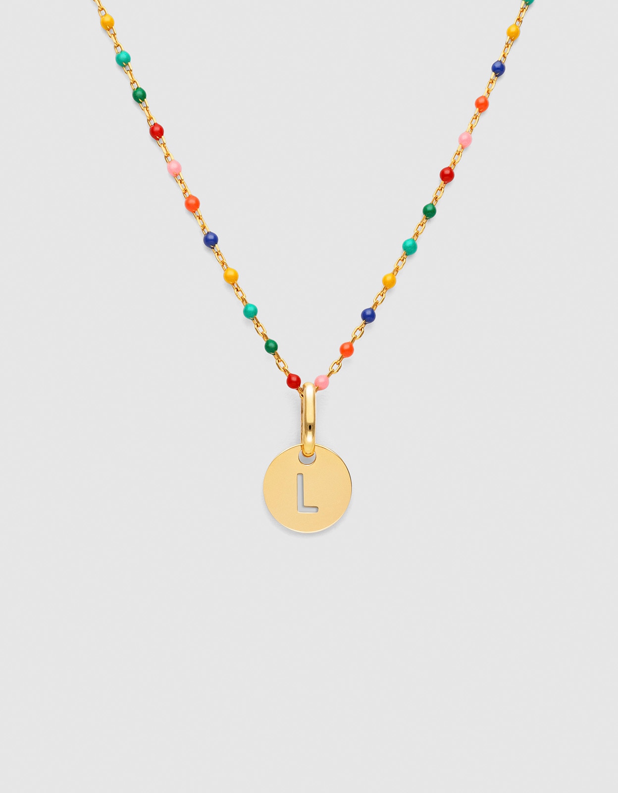 Collar personalizado colors enamel letter de plata bañada en oro - Singularu - l - Multicolor Multicolor-1