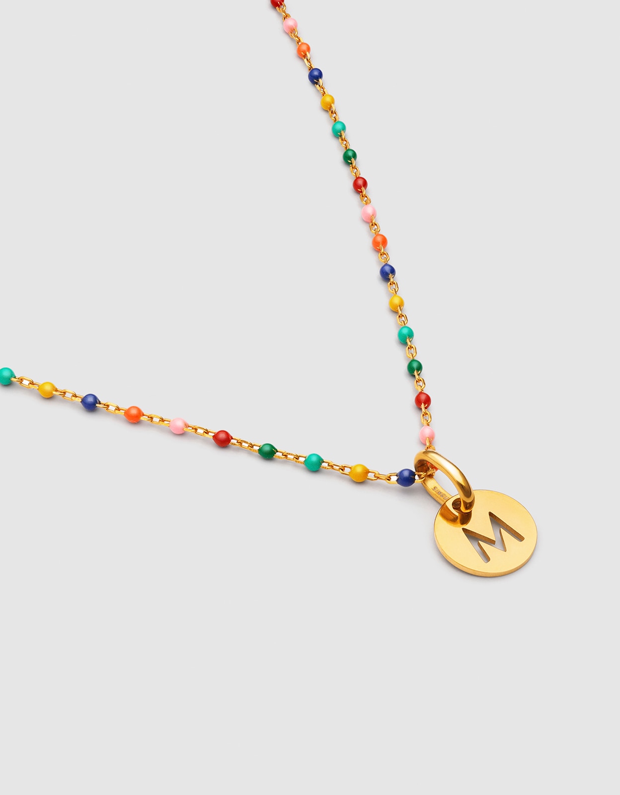 Collar personalizado colors enamel letter de plata bañada en oro - Singularu - l - Multicolor Multicolor-3