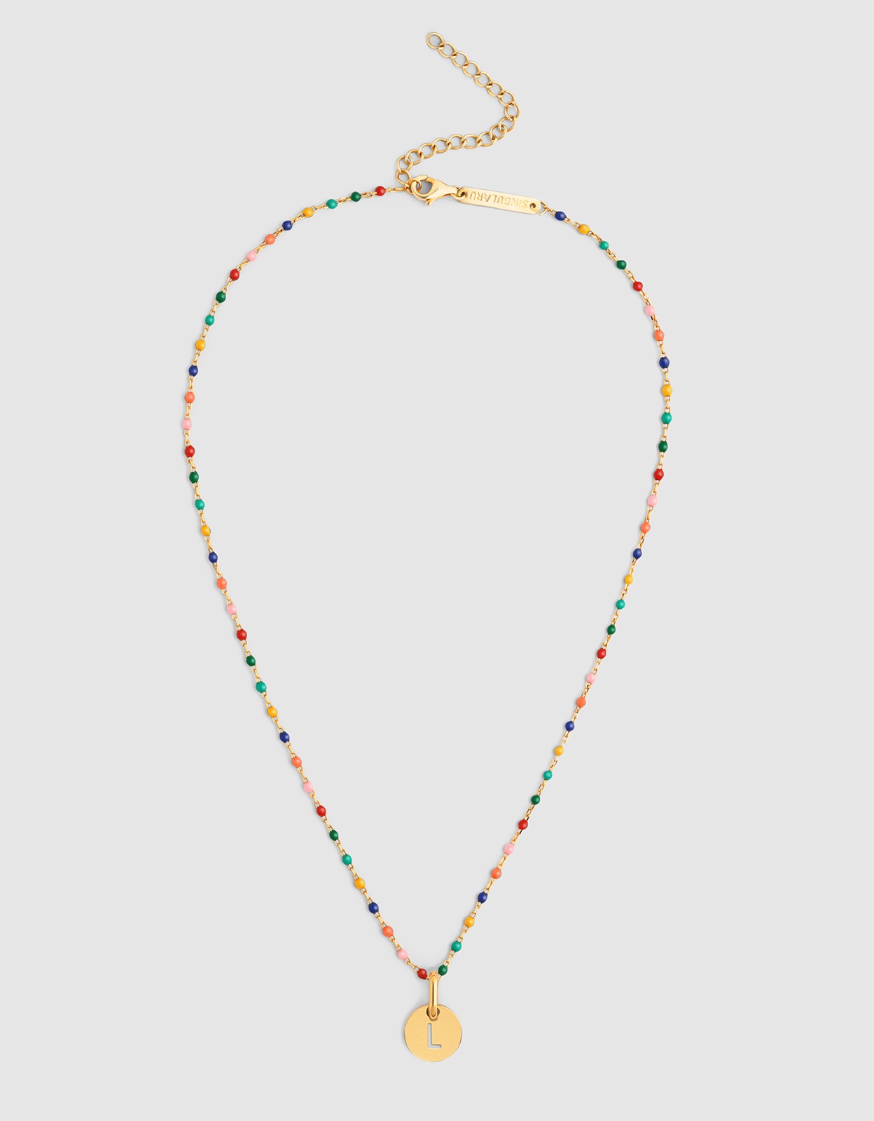 Collar personalizado colors enamel letter de plata bañada en oro - Singularu - l - Multicolor Multicolor-4