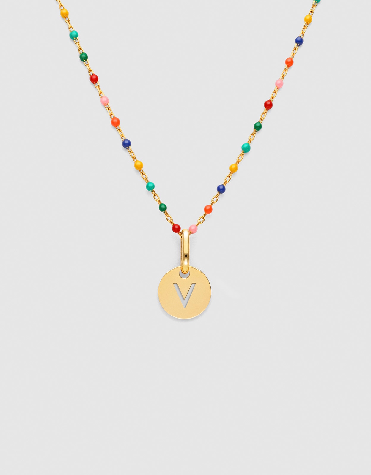 Collar personalizado colors enamel letter de plata bañada en oro - Singularu - v - Multicolor Multicolor-1