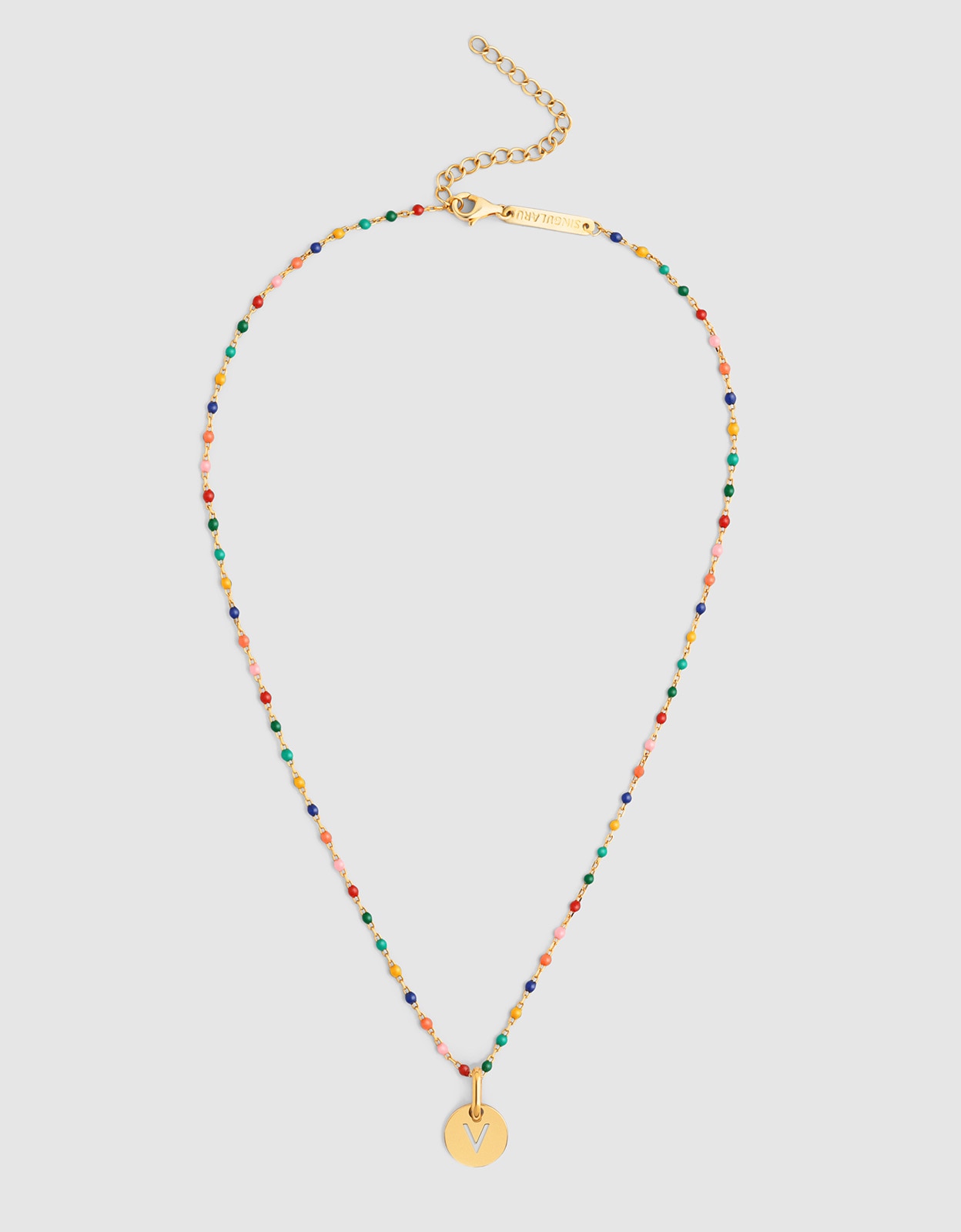 Collar personalizado colors enamel letter de plata bañada en oro - Singularu - v - Multicolor Multicolor-4