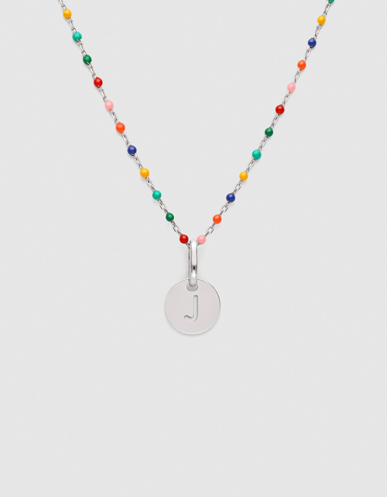 Collar personalizado colors enamel letter de plata bañada en rodio - Singularu - j - Multicolor Multicolor-1
