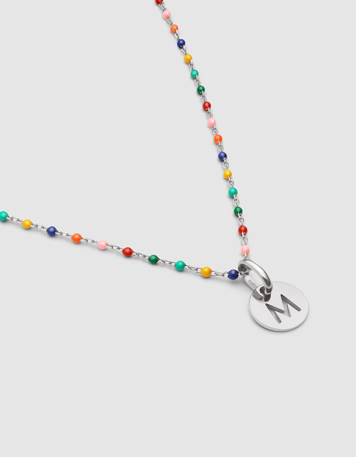 Collar personalizado colors enamel letter de plata bañada en rodio - Singularu - j - Multicolor Multicolor-3