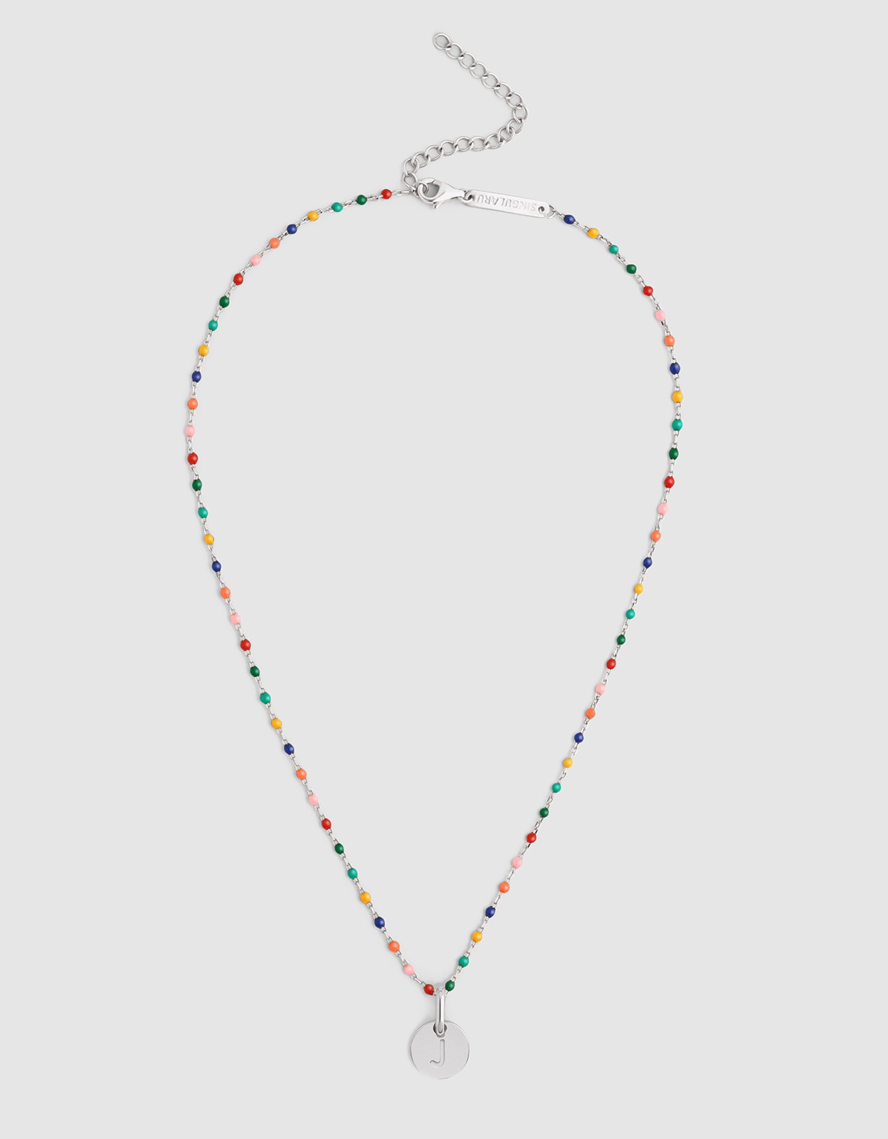 Collar personalizado colors enamel letter de plata bañada en rodio - Singularu - j - Multicolor Multicolor-4