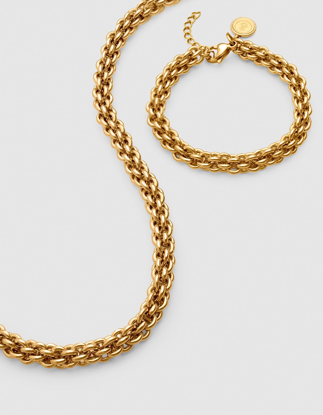 Imagen 0 de Pack regalo collar y pulsera big rope de acero bañado en oro Dorado