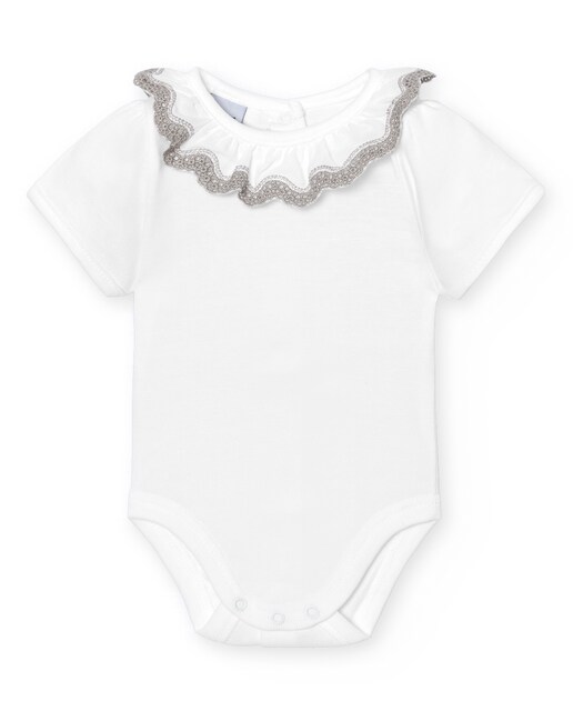 Imagen 0 de Pack de 2 bodys de bebé cuello volante bolillo