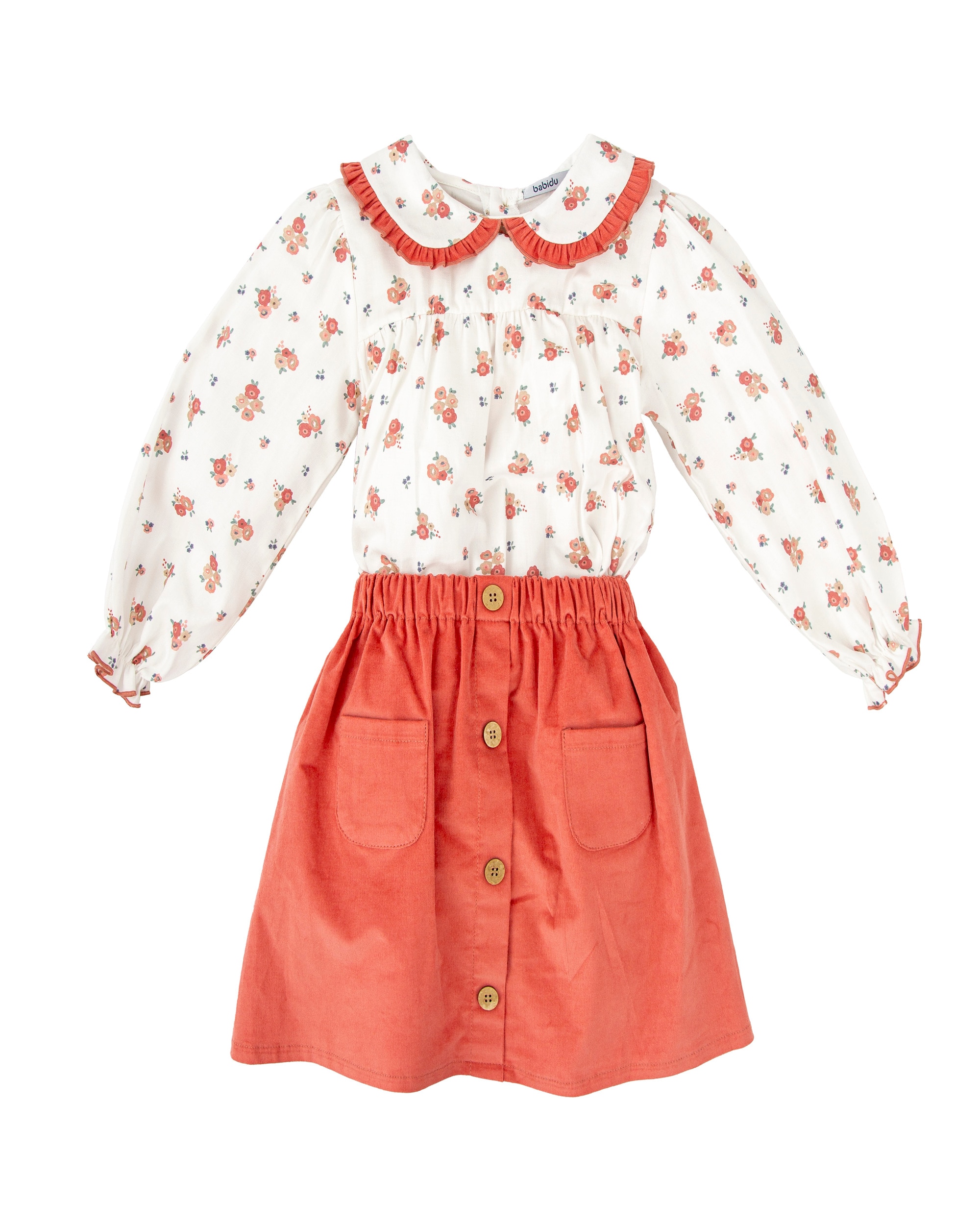 Imagen 0 de Conjunto de bebé niña con camisa y falda a juego Multicolor