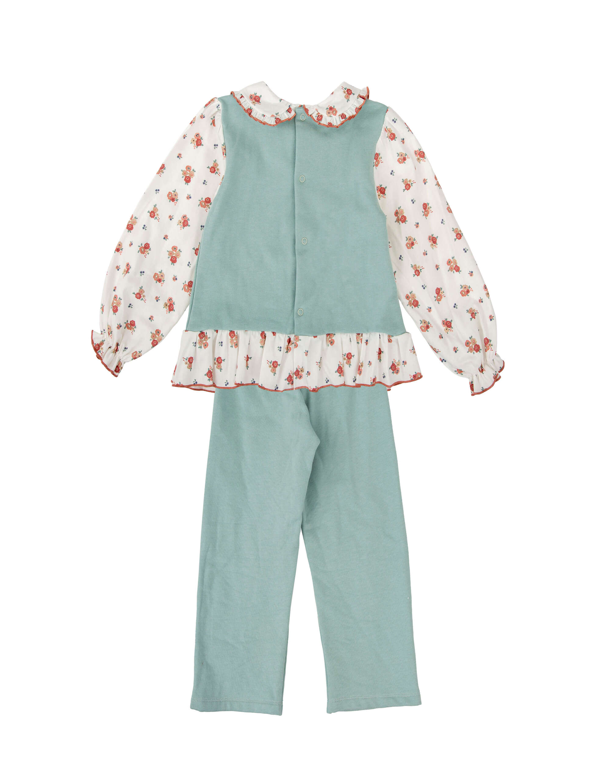 Chándal de bebé niña con sudadera cuello volante y pantalon a juego - BABIDÚ - Verde Verde-2