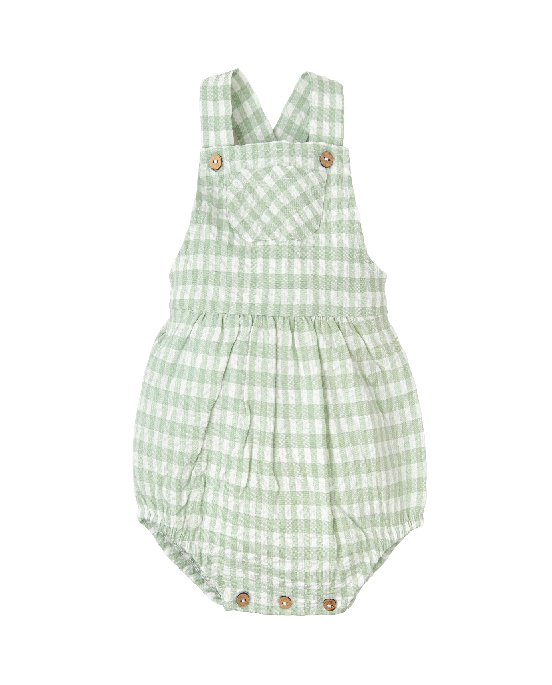 Imagen 0 de Peto de bebé vichy con botones de madera Verde