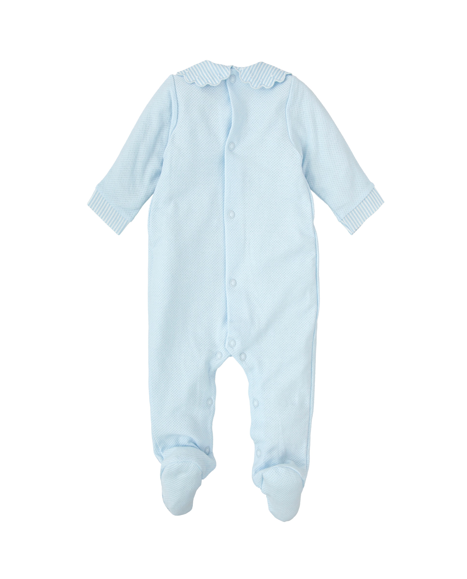 Pelele de bebé de manga larga con cuello ondulado - BABIDÚ - Azul claro Azul claro-2