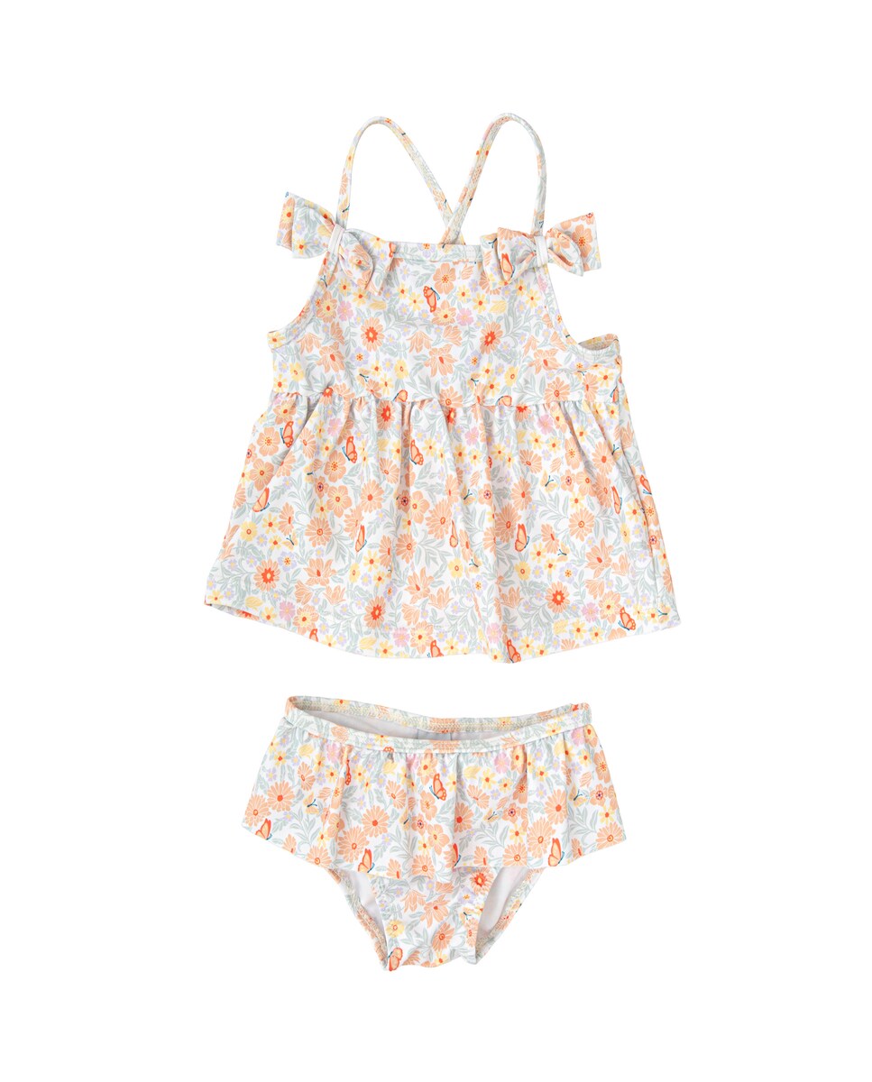 Bikini de bebé con top de tirantes y braguita con volante · BABIDÚ