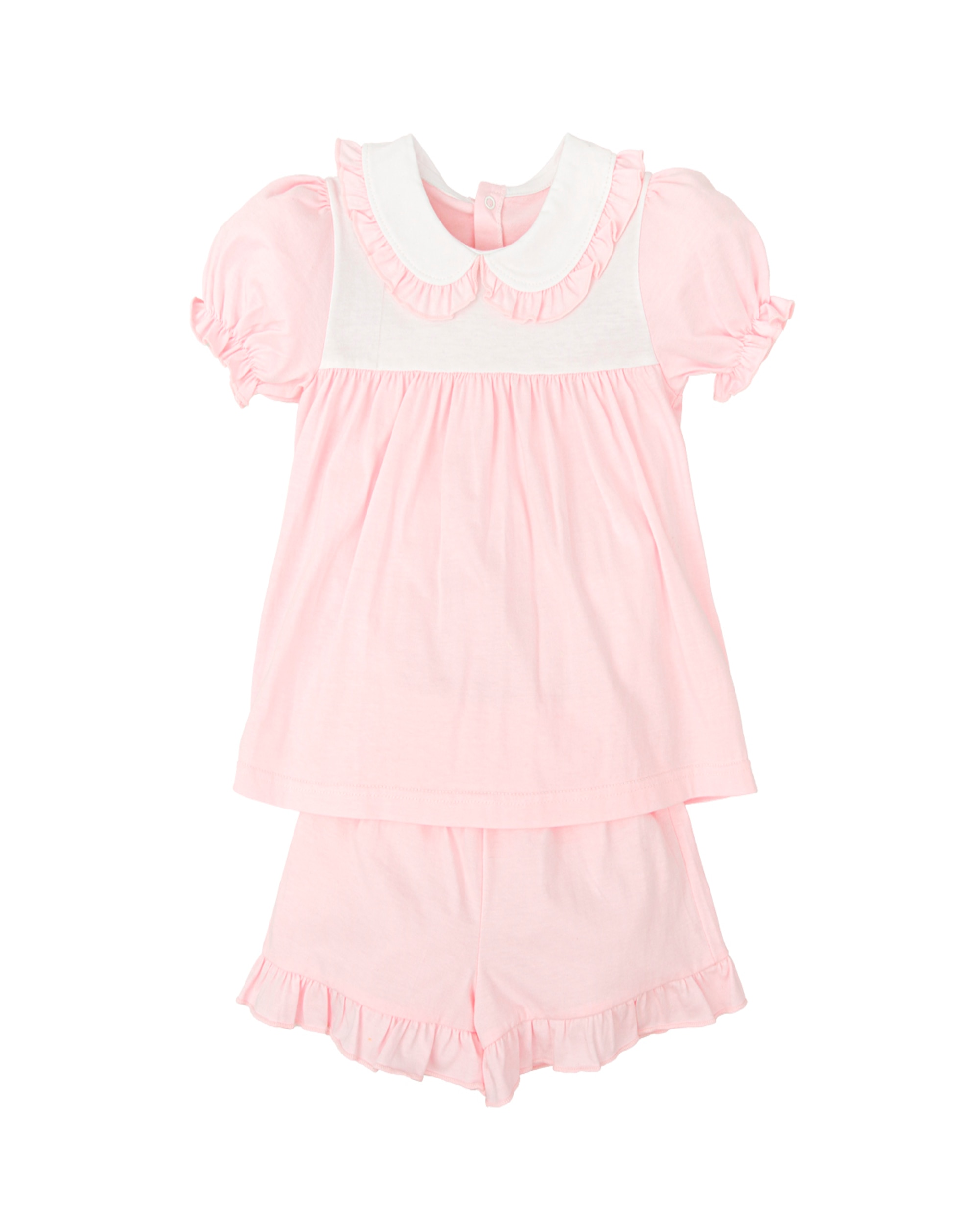 Conjunto de niña pantalon corto volante inocencia - BABIDÚ - Rosa Rosa-1