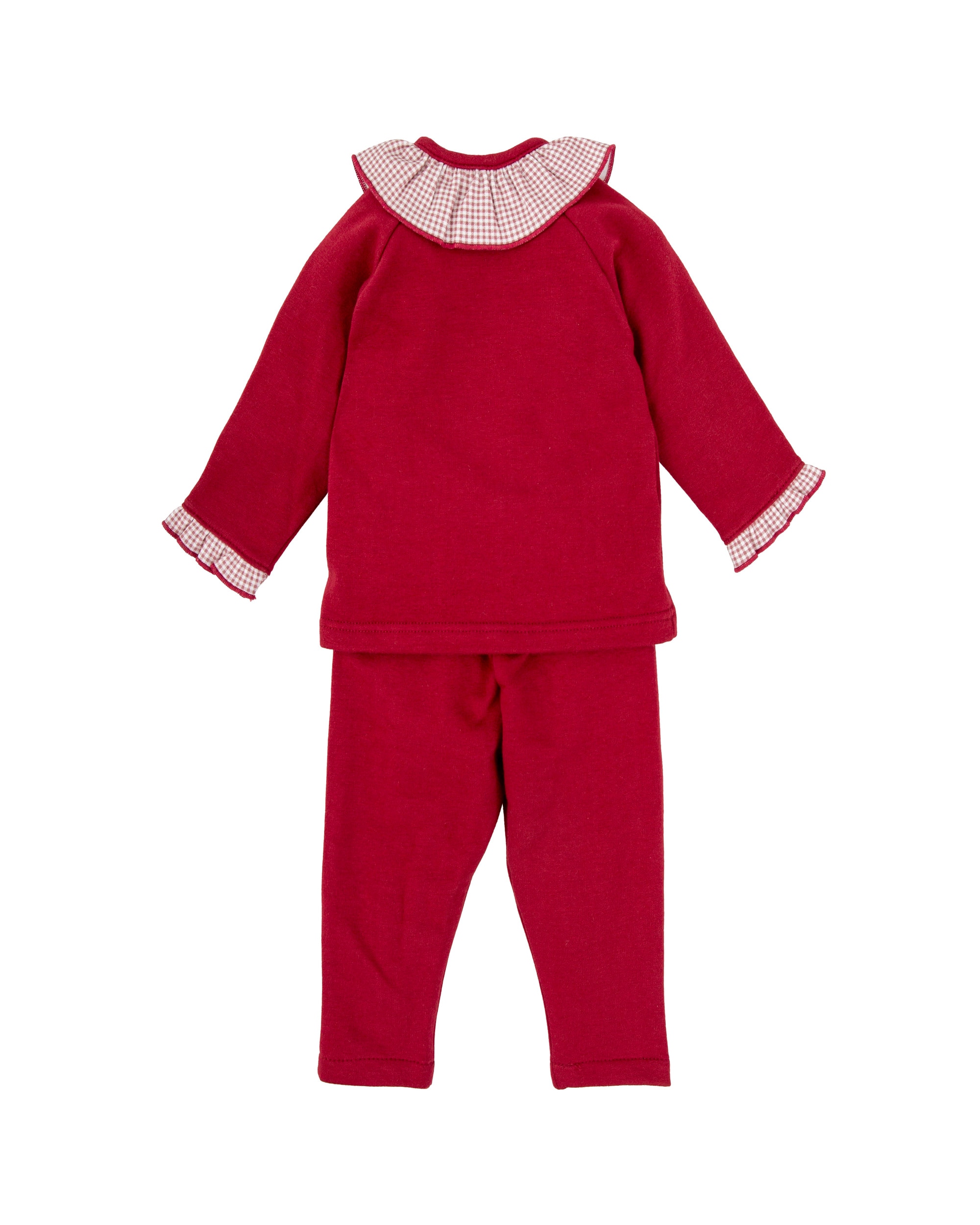 Chándal de bebé niña con cuello volante y pantalón ajustable - BABIDÚ - Burdeos Burdeos-2