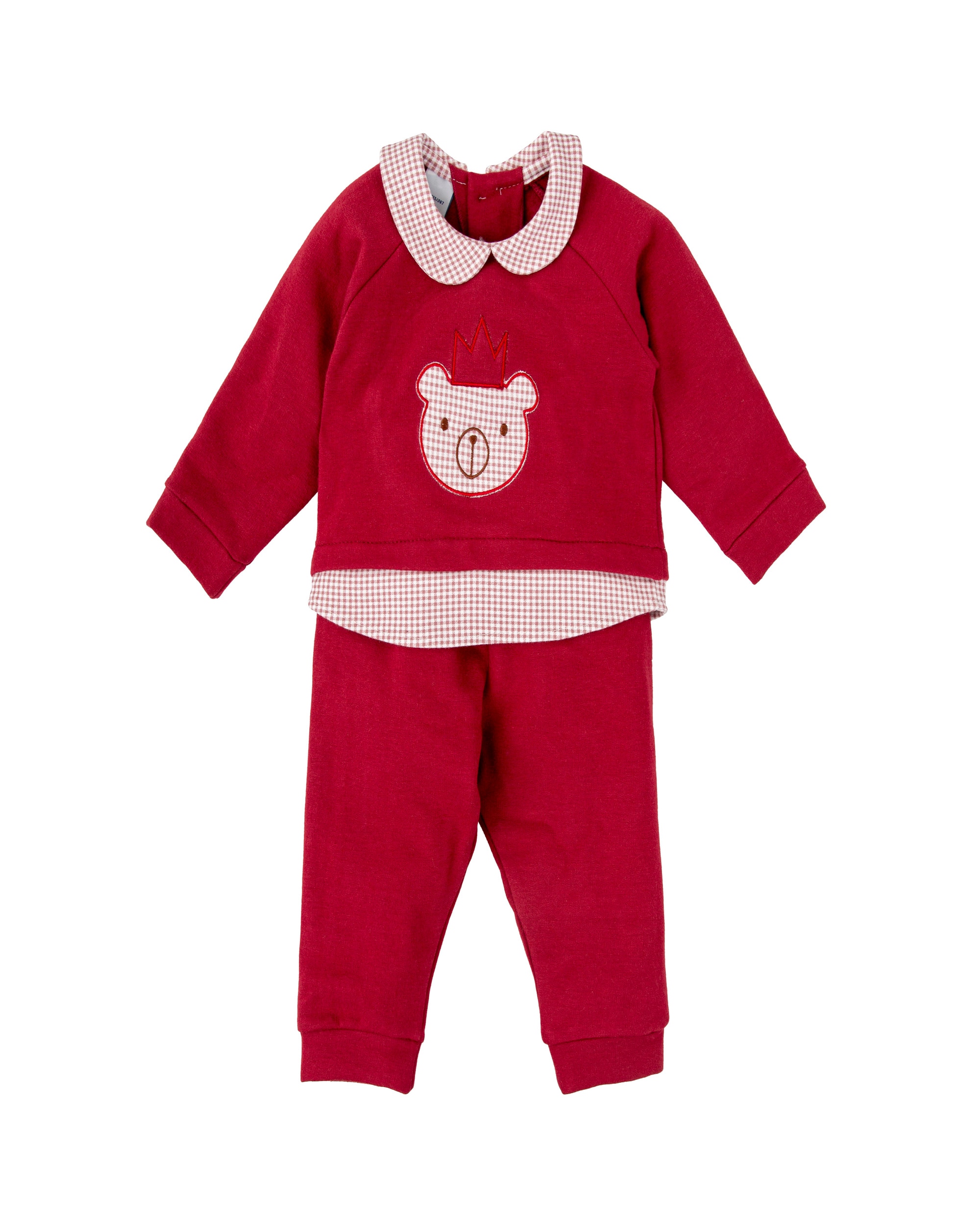 Imagen 0 de Chándal de bebé niño con cuello bebé y pantalón ajustable Burdeos
