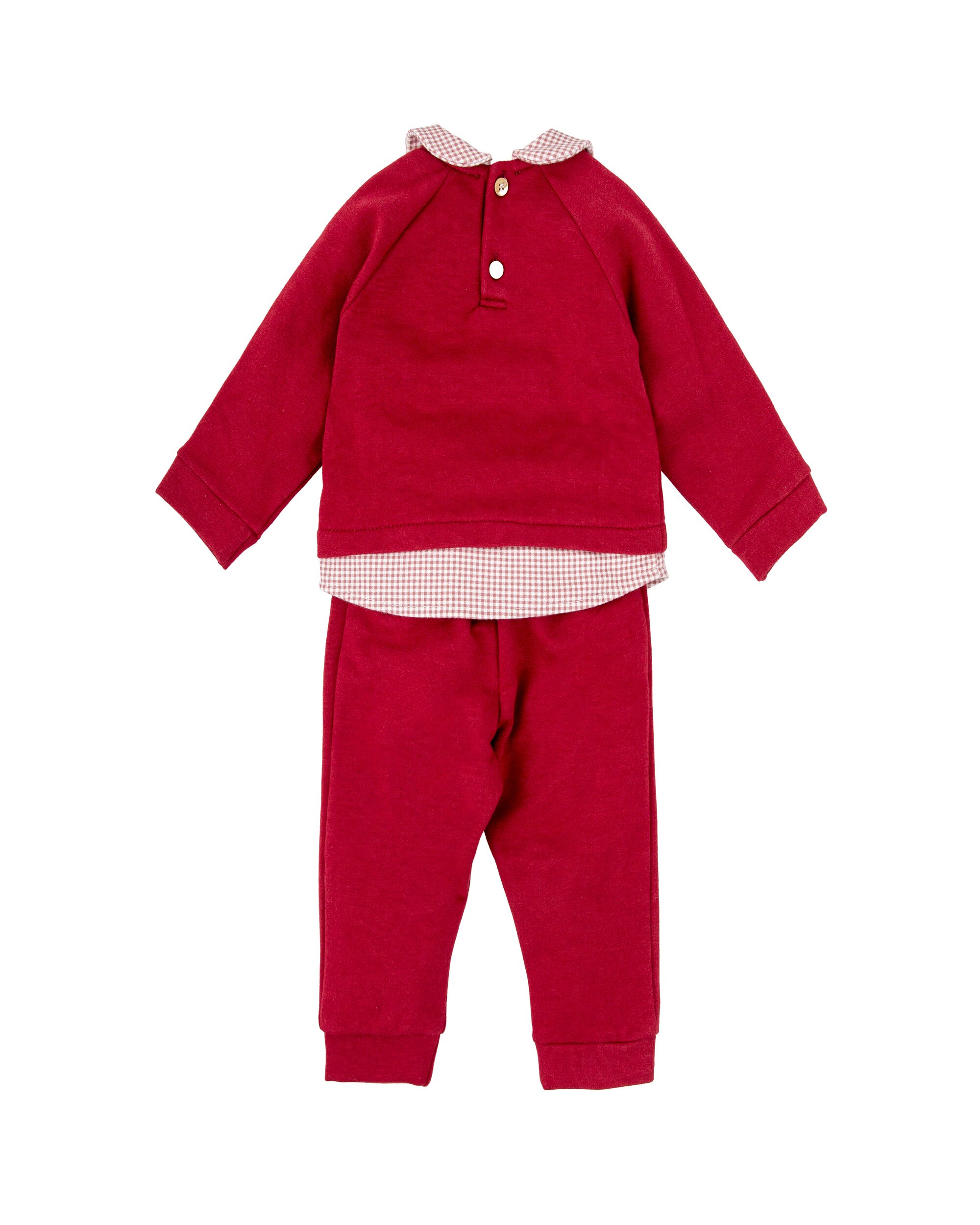 Chándal de bebé niño con cuello bebé y pantalón ajustable - BABIDÚ - Burdeos Burdeos-2