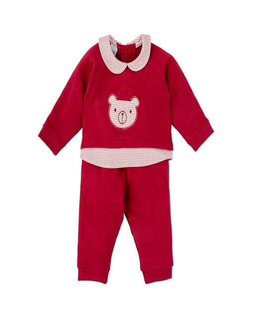 Imagen 0 de Chándal de bebé niño con cuello bebé y pantalón ajustable