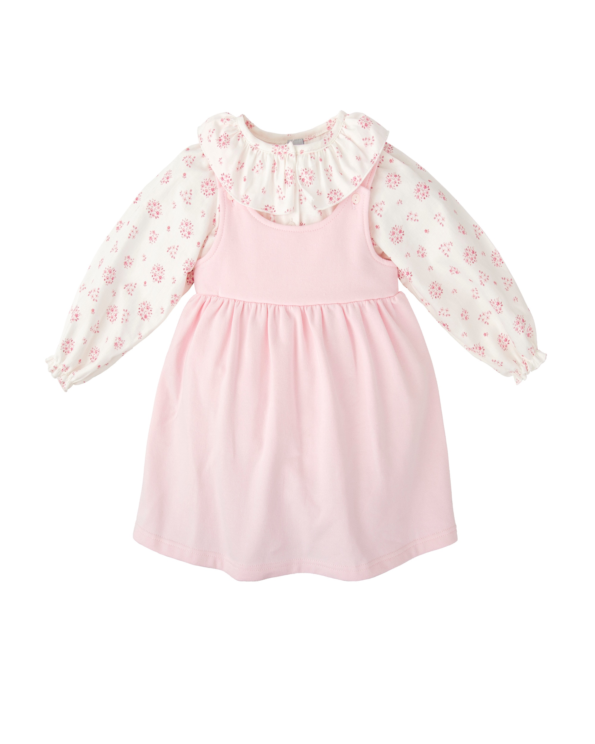 Imagen 0 de Conjunto de bebé niña con pichi y camisa a juego Rosa