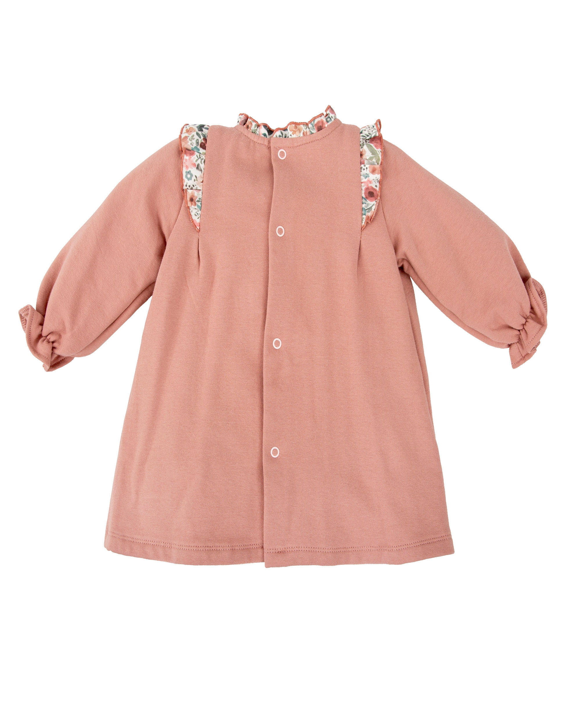 Vestido de bebé niña con lazo en el pecho - BABIDÚ - Rosa Rosa-2