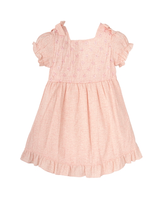 Imagen 0 de Vestido de bebé niña con bordado floral y volantes