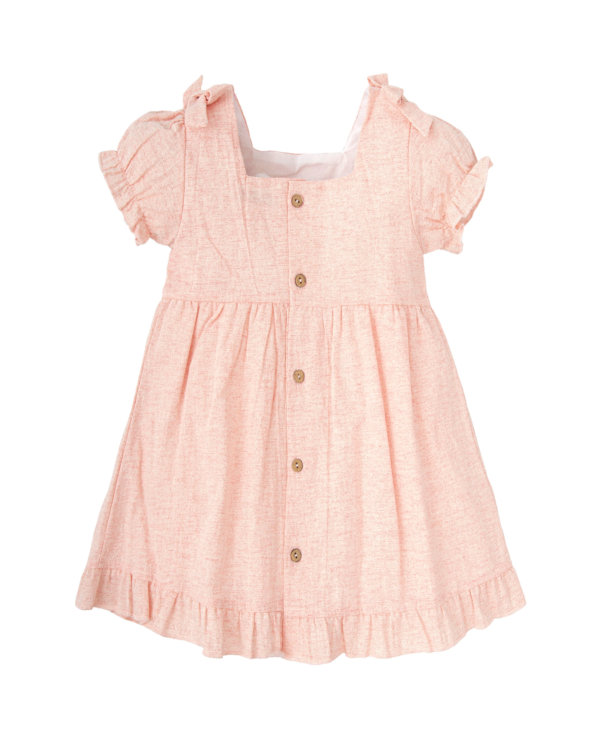 Vestido de niña con bordado floral y volantes - BABIDÚ - Rosa pastel Rosa pastel-2