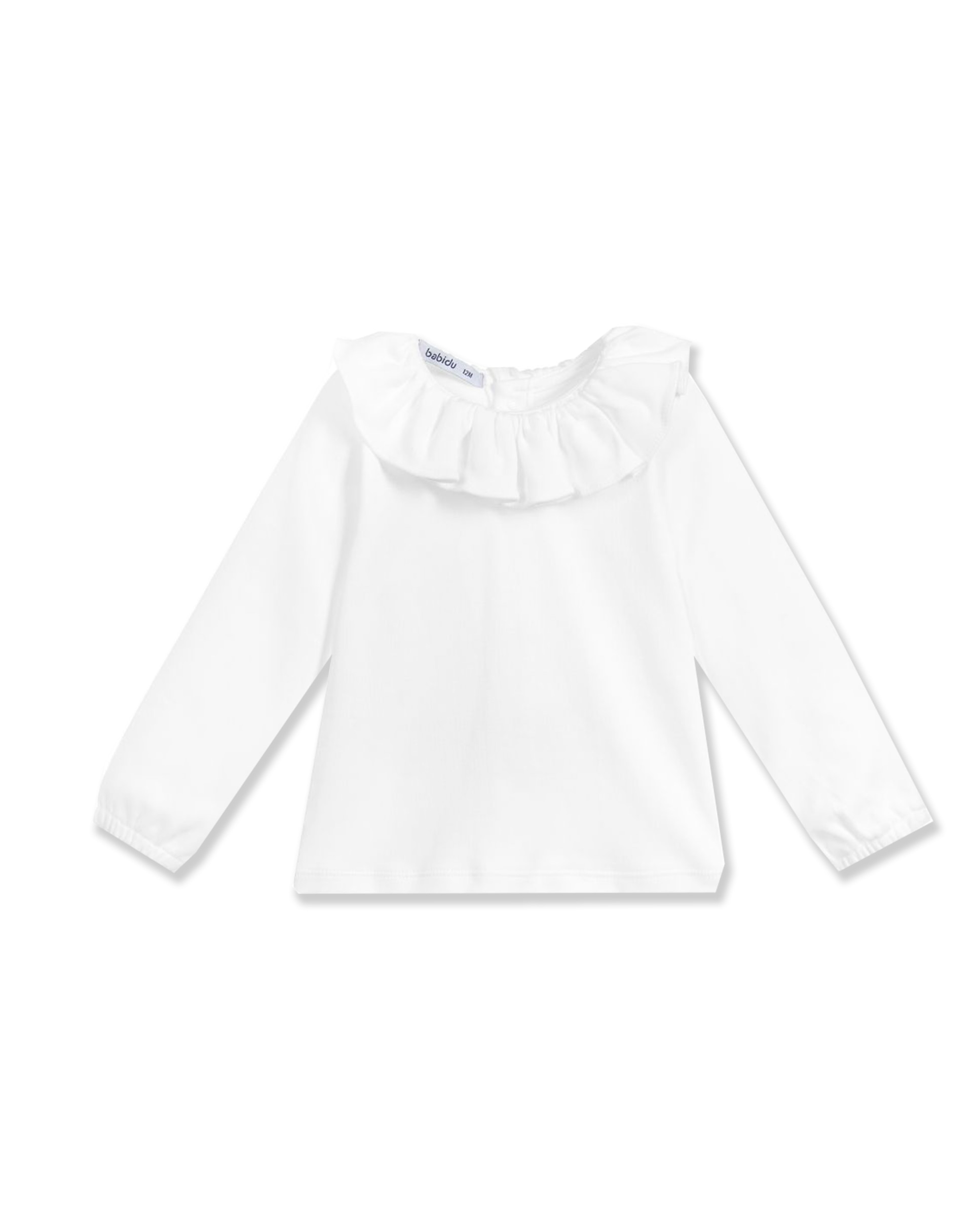 BABIDÚ - Pack de dos camisetas de niña con cuello de volantes en algodón.