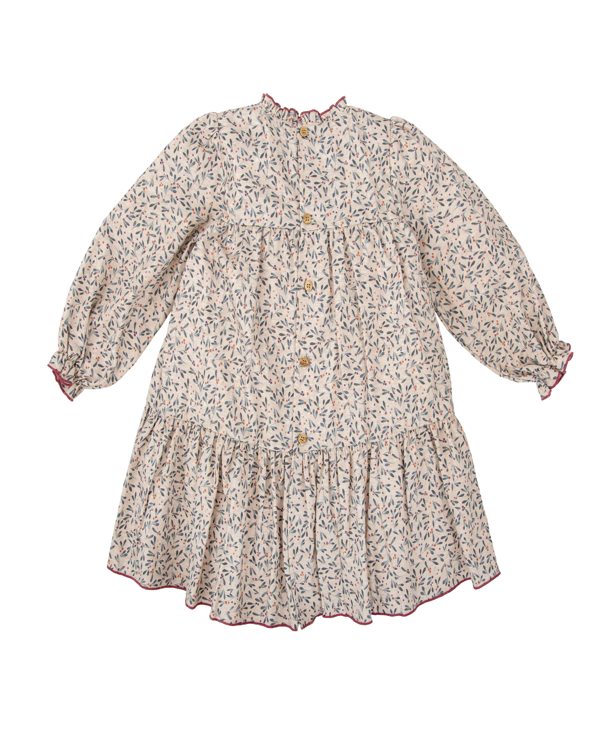Vestido de niña con cuello nido de abeja y mangas abullonadas - BABIDÚ - Multicolor Multicolor-2