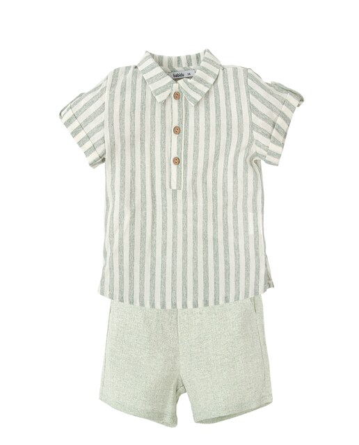 Imagen 0 de Conjunto de niño de camisa a rayas pantalón corto