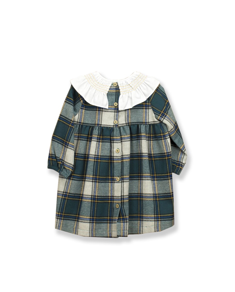 Vestido de bebé niña con estampado de cuadros y cuello a contraste ...