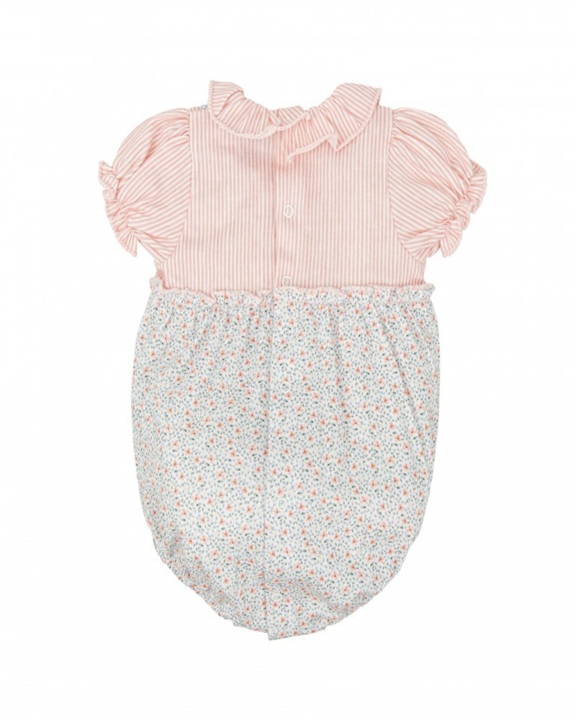 Pelele de bebé cuello volante caricia - BABIDÚ - Rosa Rosa-2