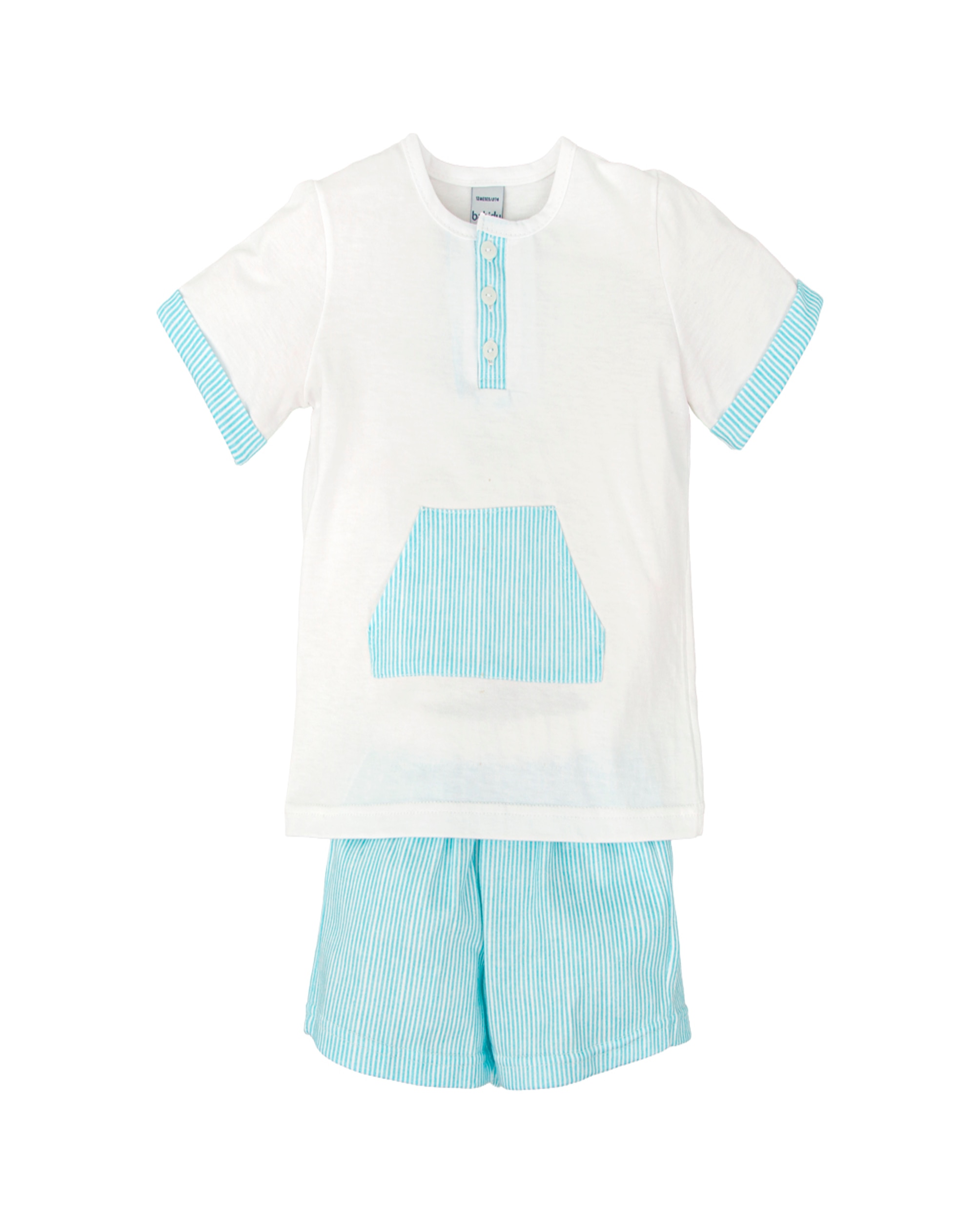 Conjunto de niño pantalon corto mirada - BABIDÚ - Azul Azul-1