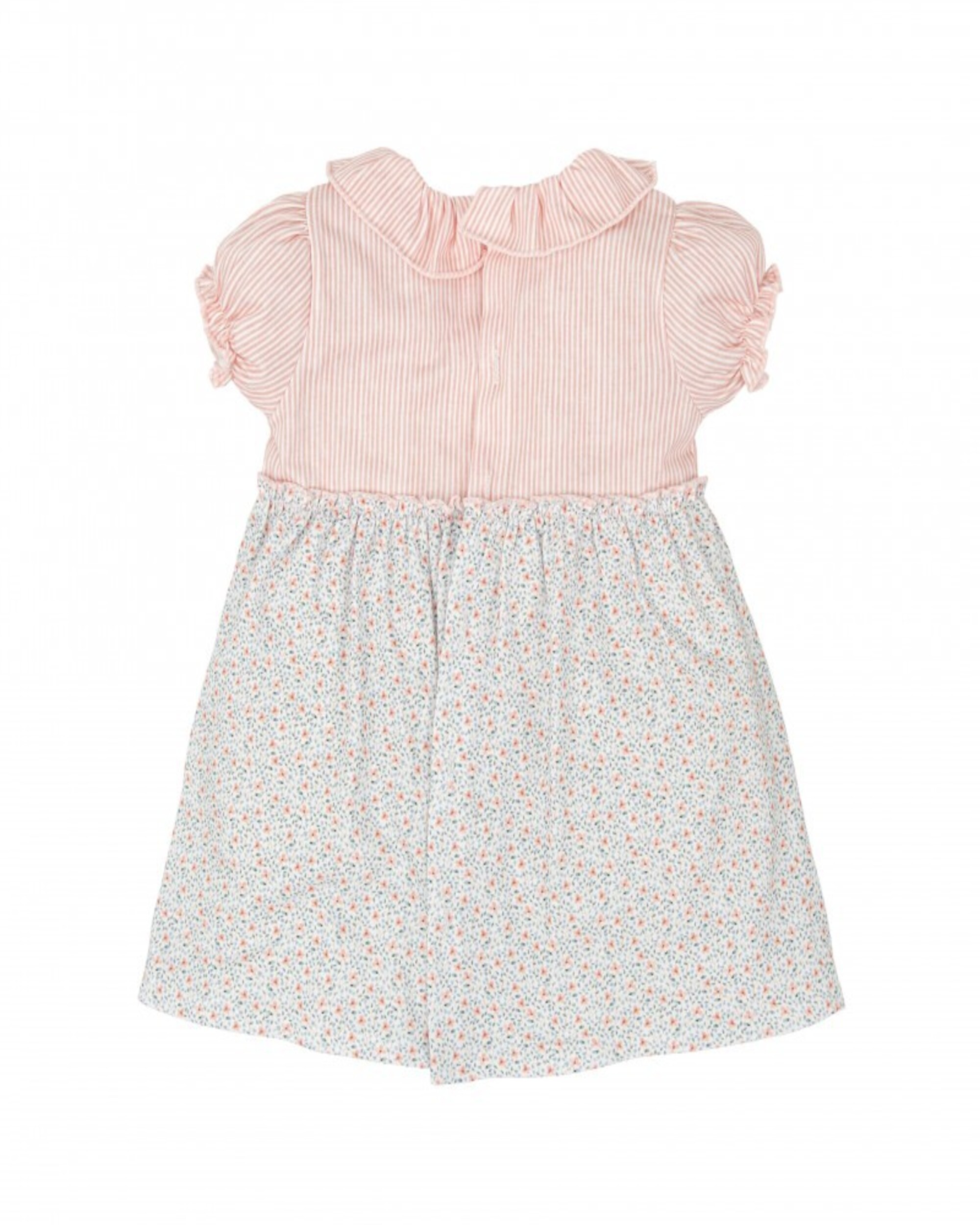 Vestido de bebé cuello volante caricia - BABIDÚ - Rosa Rosa-2