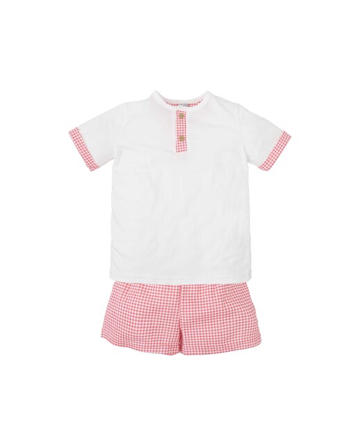 Imagen 0 de Pijama de bebé niño corto con pantalón de cuadros vichy