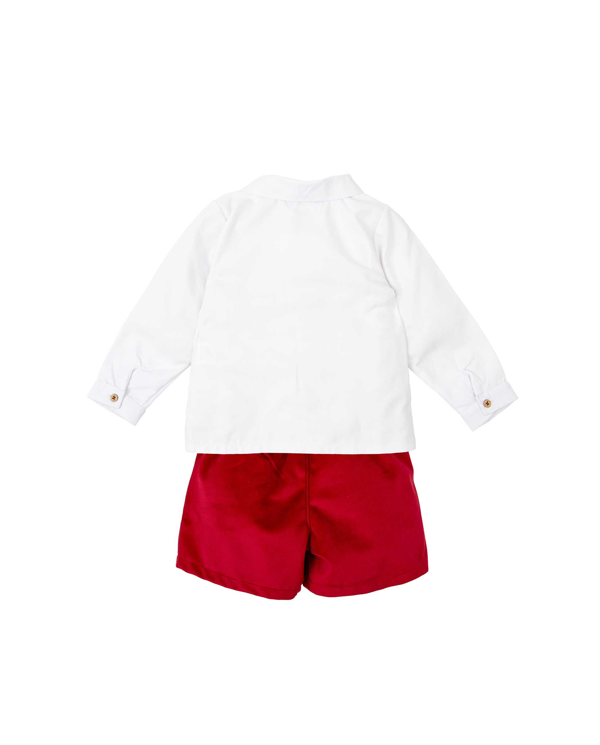 Conjunto de niño de camisa y short en terciopelo - BABIDÚ - Rojo Rojo-2