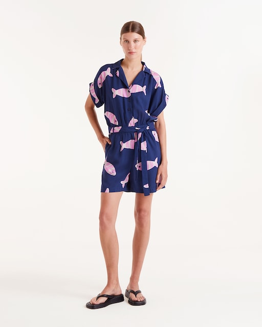 Imagen 0 de Mono de mujer corto rayón Lenzing Ecovero con estampado Eureka